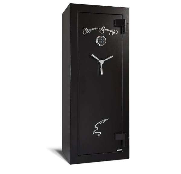 A large black safe featuring a clock prominently displayed on its front in Vancouver, BC