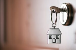 Key in door lock with home keychain in Vancouver, BC